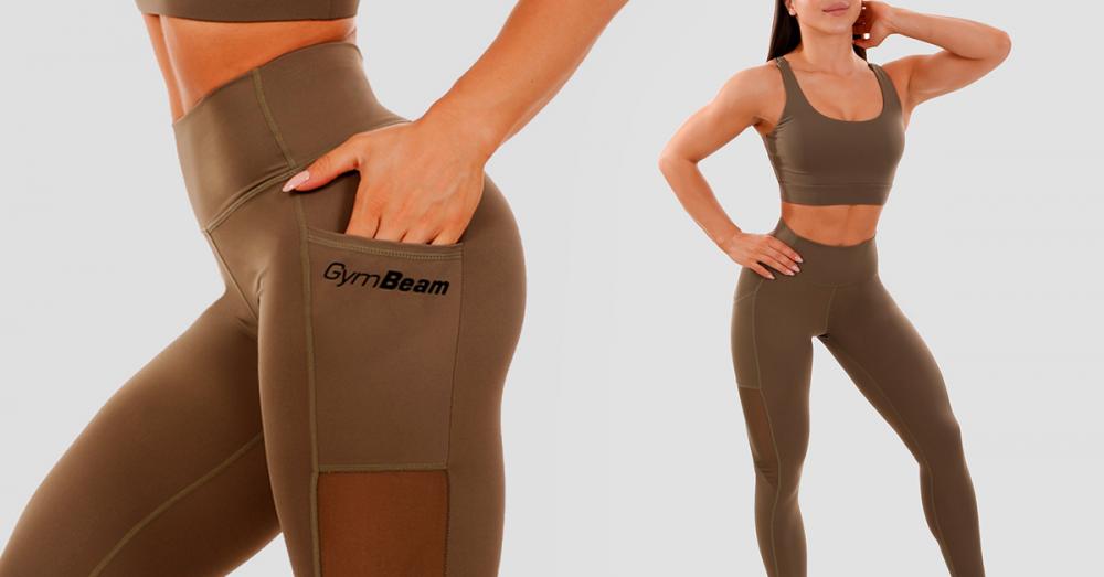 Mesh Panel zöld leggings - GymBeam