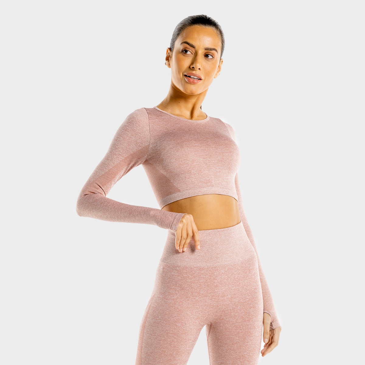 Marl Seamless Rose Gold Crop Top - SQUATWOLF