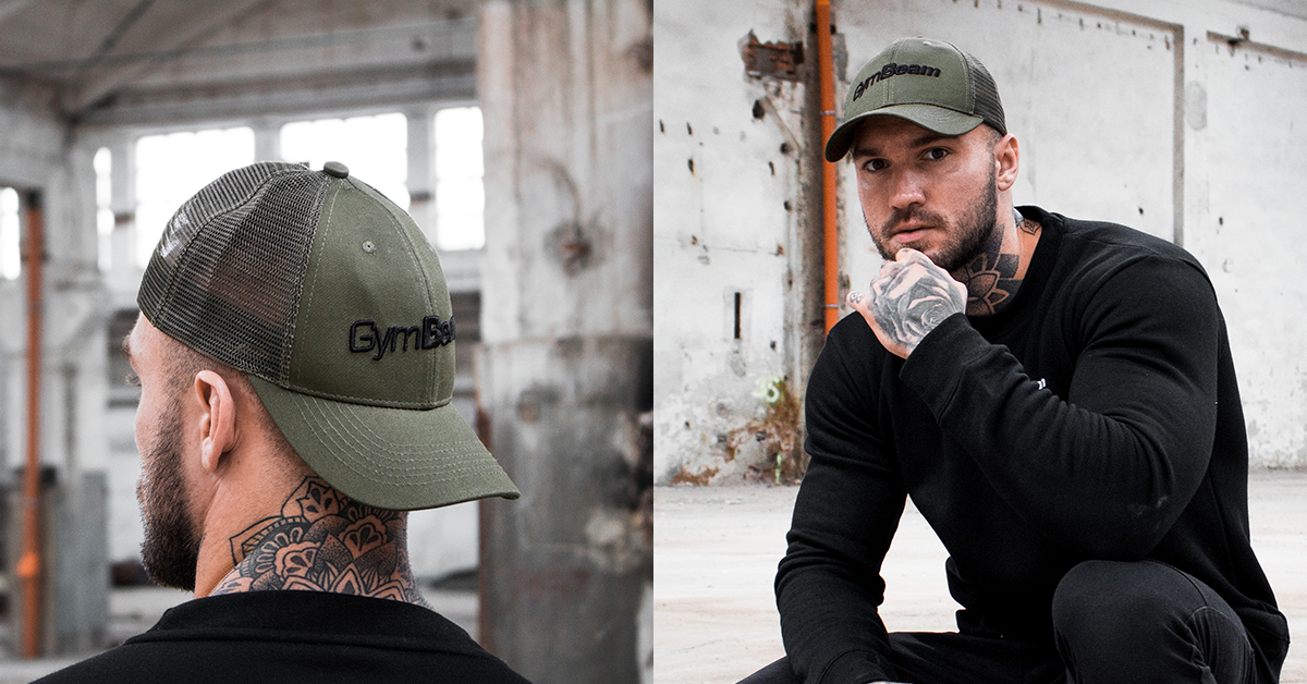 Mesh Panel Cap Military Green baseball sapka - GymBeam